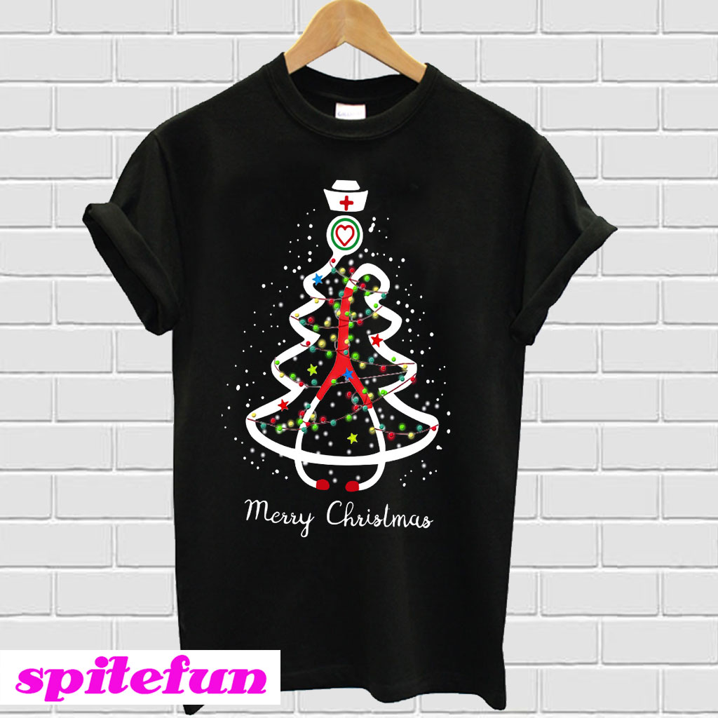 Nurse medical assistant tree Merry Christmas Tshirt